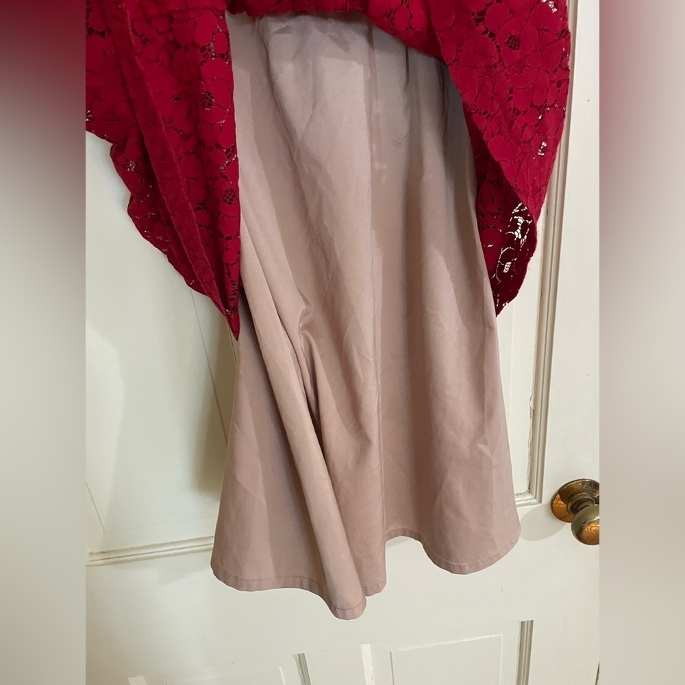 Adrianna Papell Petite Women's Red Lace Sheath Dress Size 4P - Picture 12 of 14